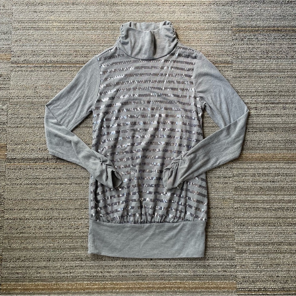 KATE MACK L/S Mock Turtle Knit Shirt with Sequins - Kid 8